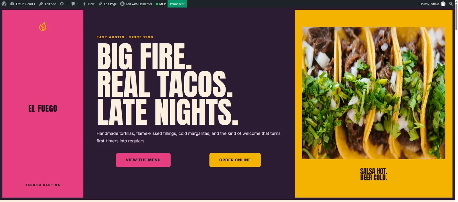 Before: hero buttons centred in wide wrappers, offset from the headline and separated by a large gap.