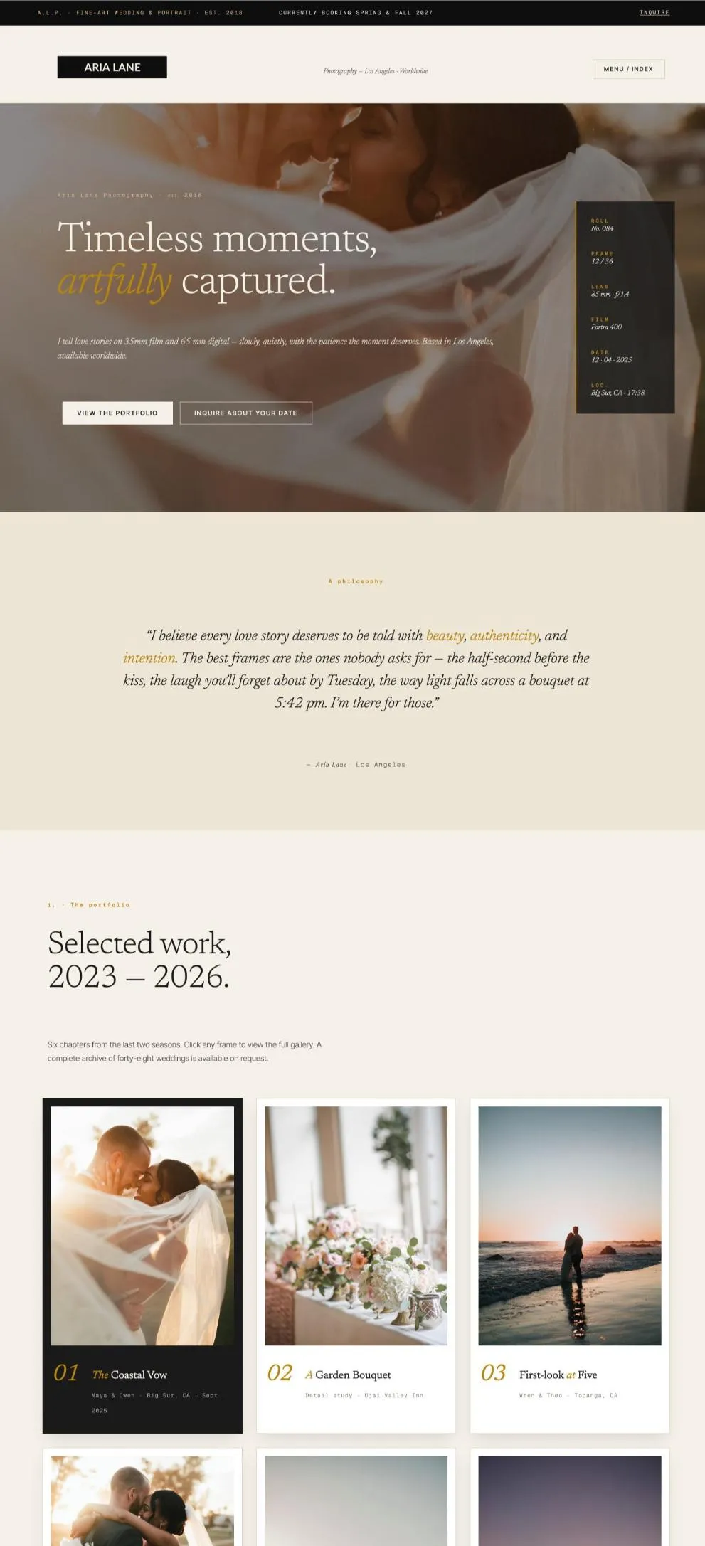 Aria Lane Photography template preview