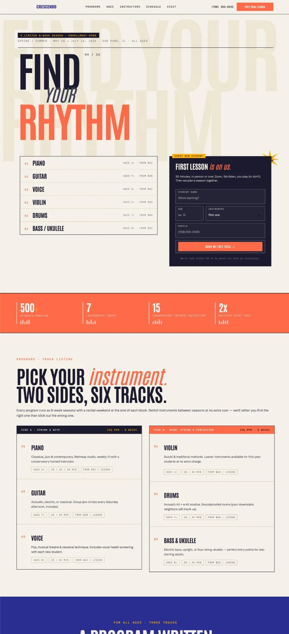 Crescendo Music Academy template preview