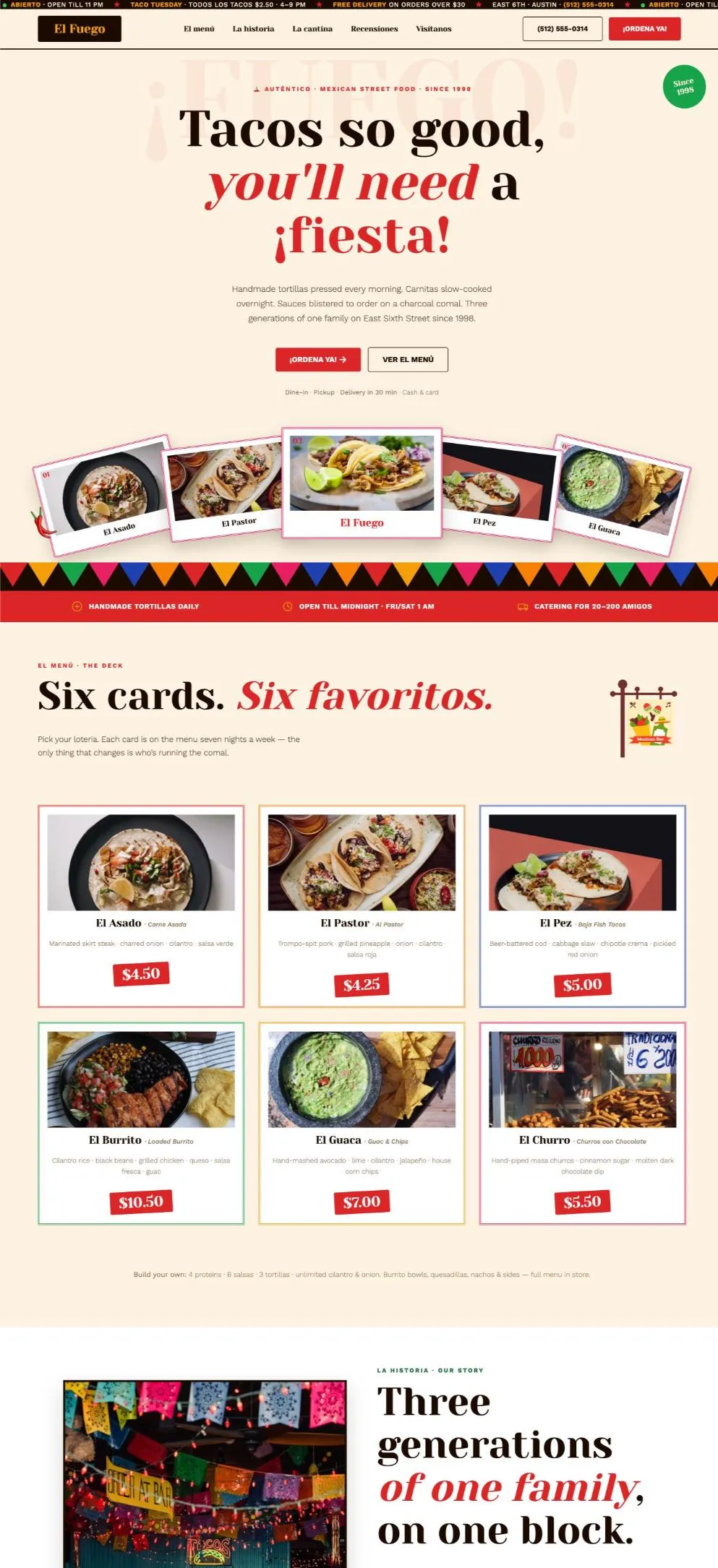 El Fuego Tacos template preview