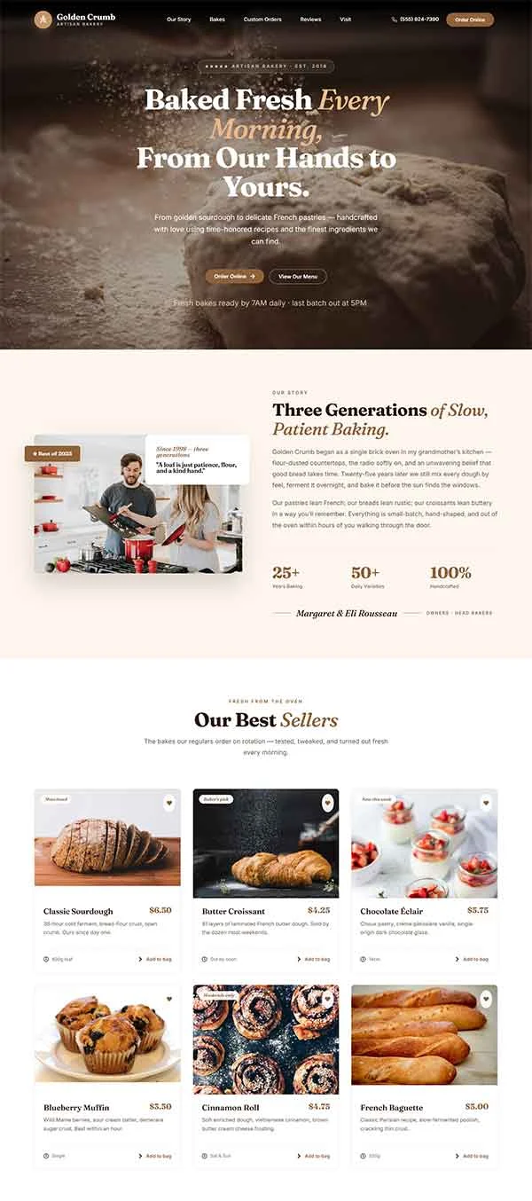 Golden Crumb Bakery template preview