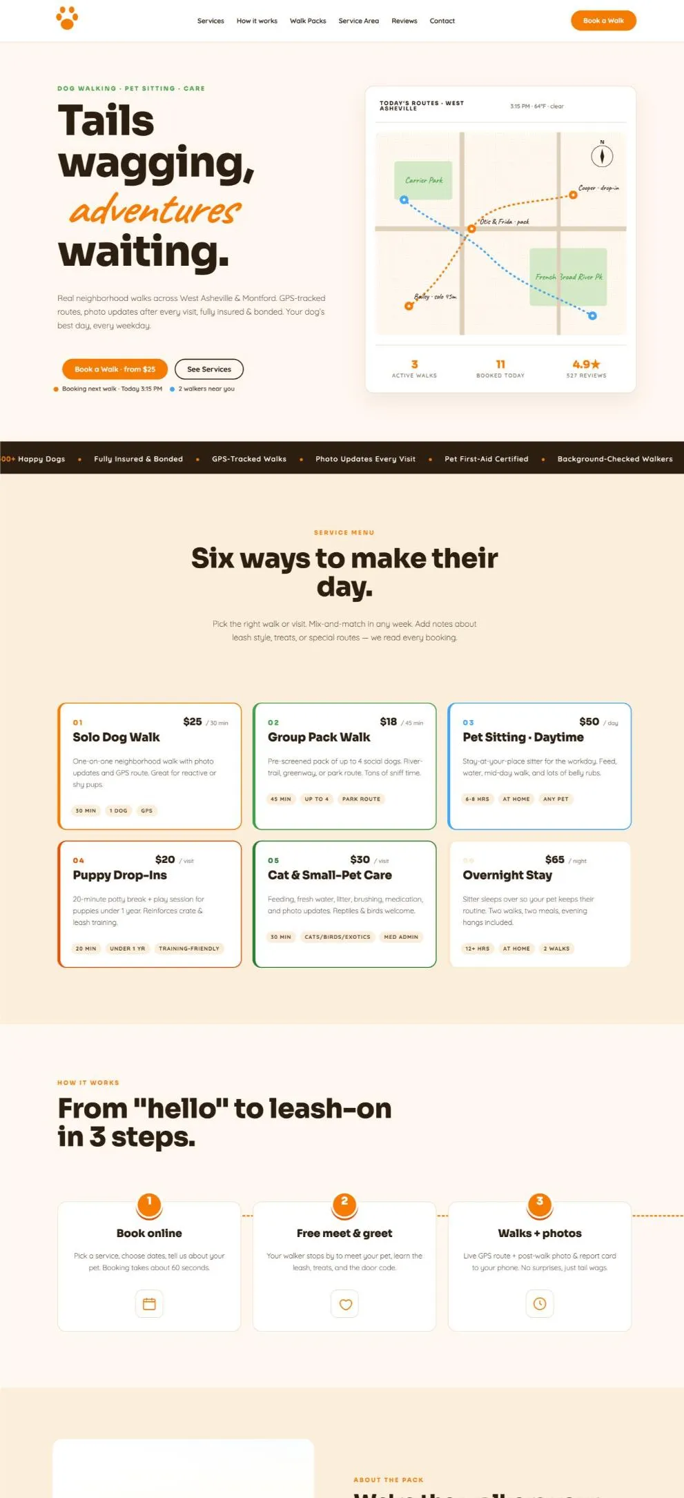 Happy Trails Pet Services template preview