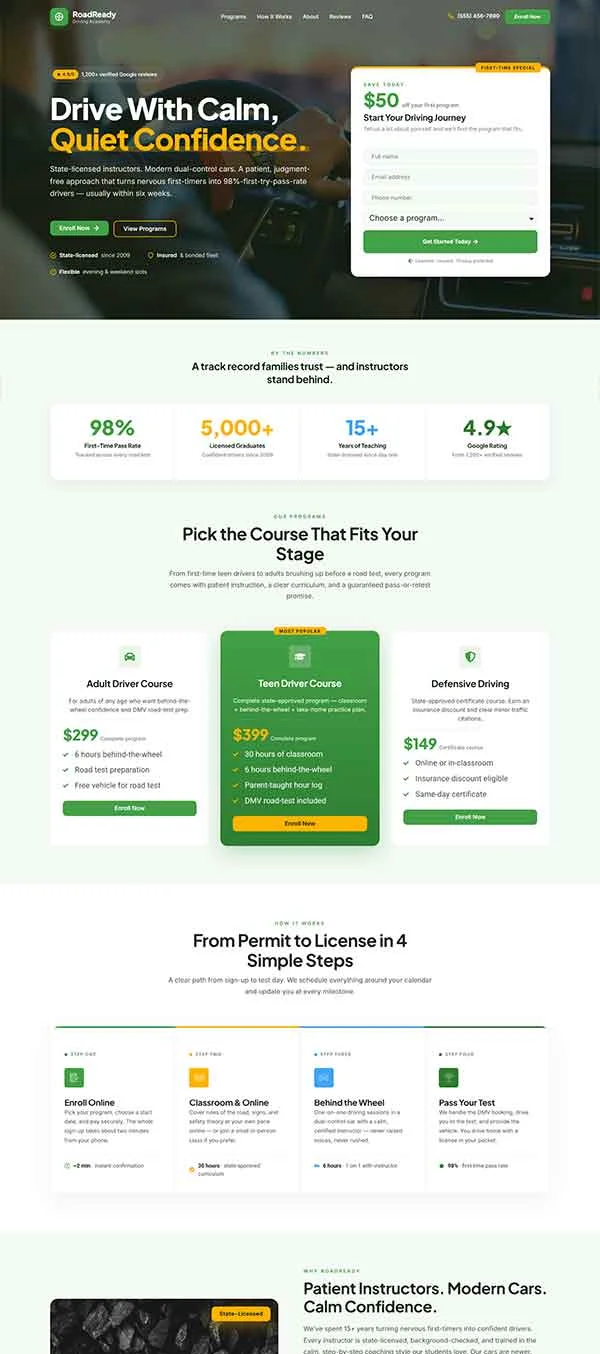 Roadready Driving Academy template preview