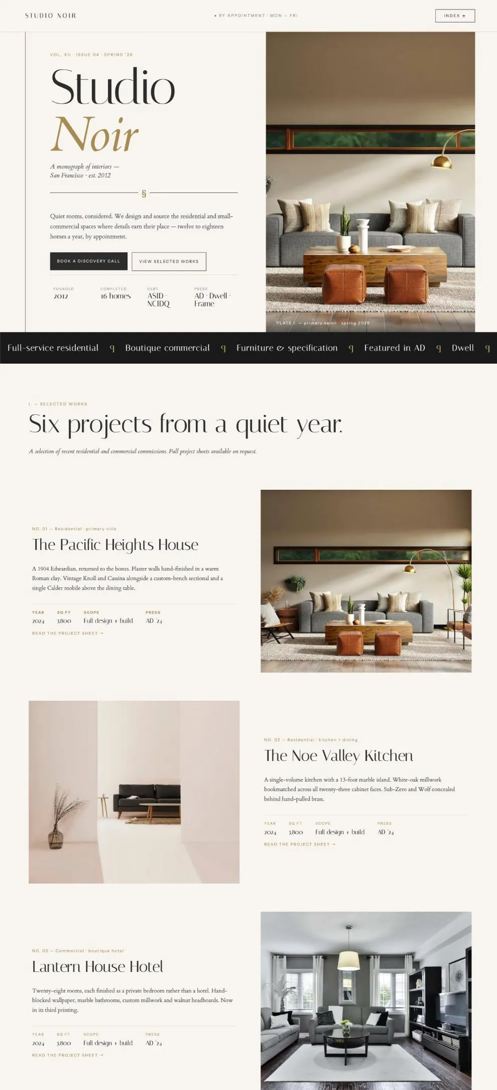 Studio Noir Interiors template preview