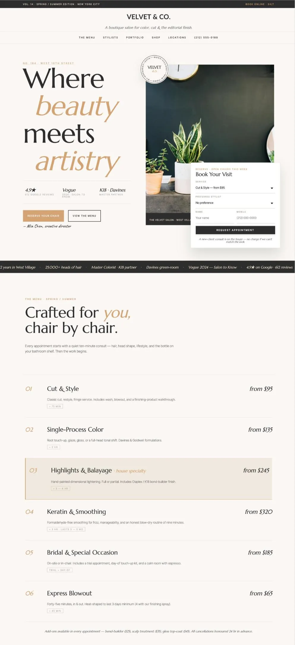 Velvet And Co Boutique Hair Salon template preview